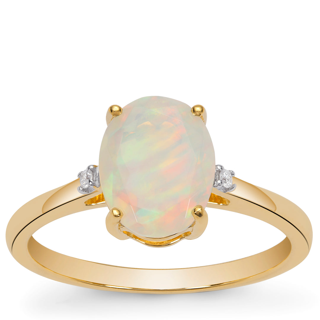 Luxurious Opal Diamond and 14k Gold Ring(QVNK52)
