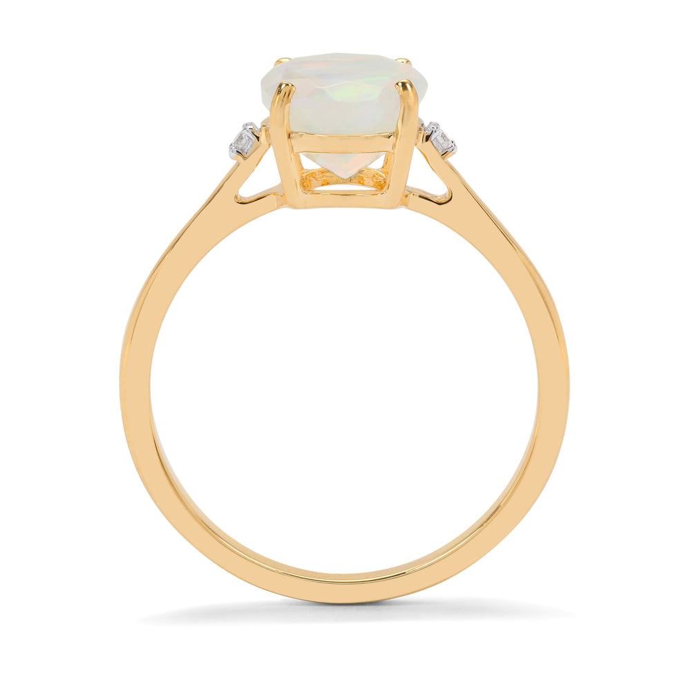 Luxurious Opal Diamond and 14k Gold Ring(QVNK52)