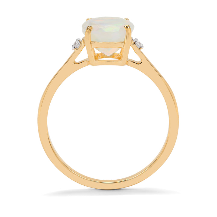 Luxurious Opal Diamond and 14k Gold Ring(QVNK52)