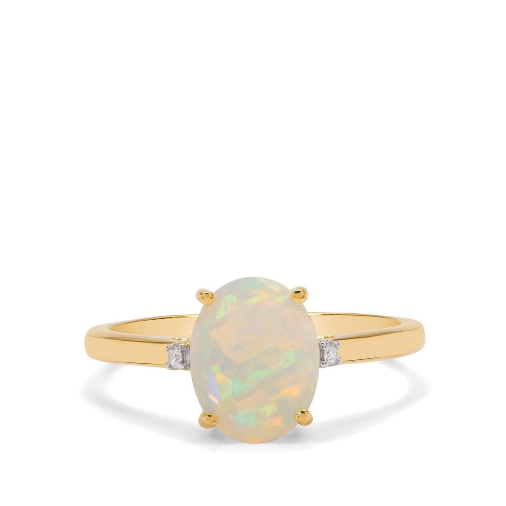 Luxurious Opal Diamond and 14k Gold Ring(QVNK52)