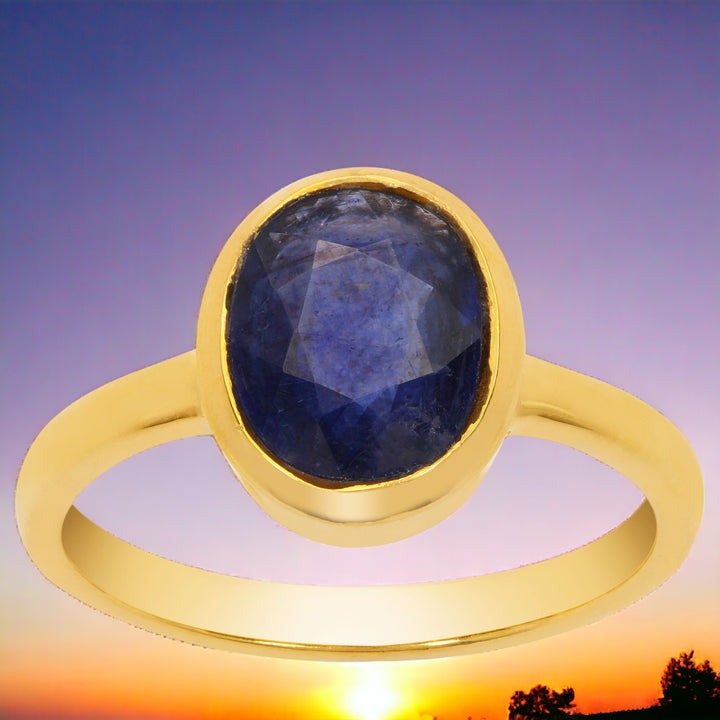 Blue Sapphire (Neelam) Ring in Panchdhatu (RBGP)