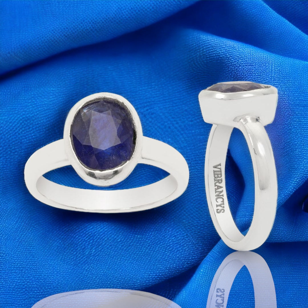 Blue Sapphire (Neelam) Ring in Sterling Silver (RBSS)
