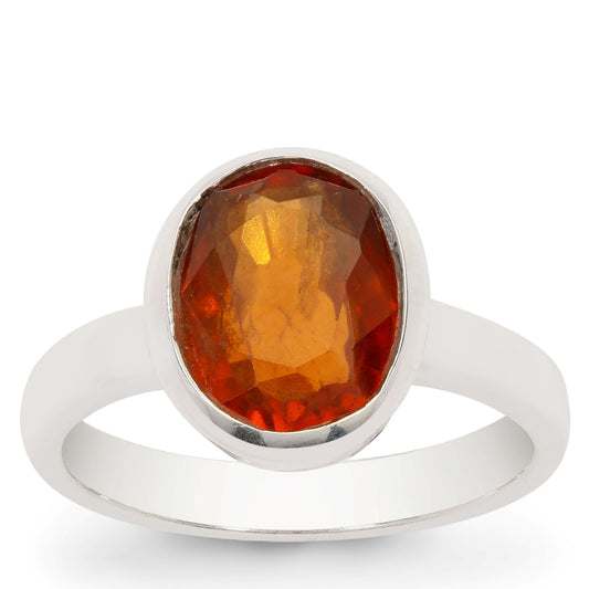 Hessonite (Gomed) Ring in Sterling Silver (RHSS)