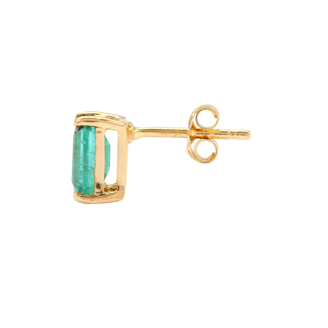 Emerald and Diamond Earring Studs in 14KY Gold(RLNK14)