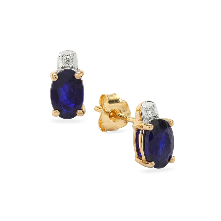 Classic Gold Earring with Blue Sapphire and Diamond(RPNK40)