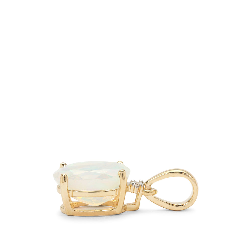 Radiant Opal Diamond and 14k Gold Pendant(RSNK29)