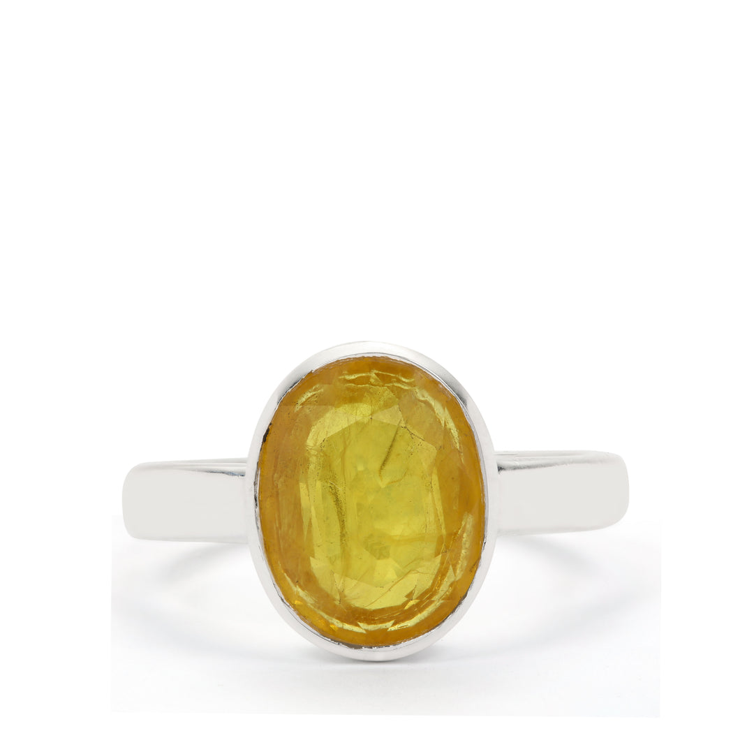Yellow Sapphire (Pukhraj) Ring in Sterling Silver (RYSS)