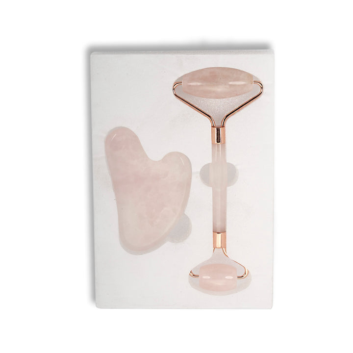 Rose Quartz Gua Sha and Face Roller Combo