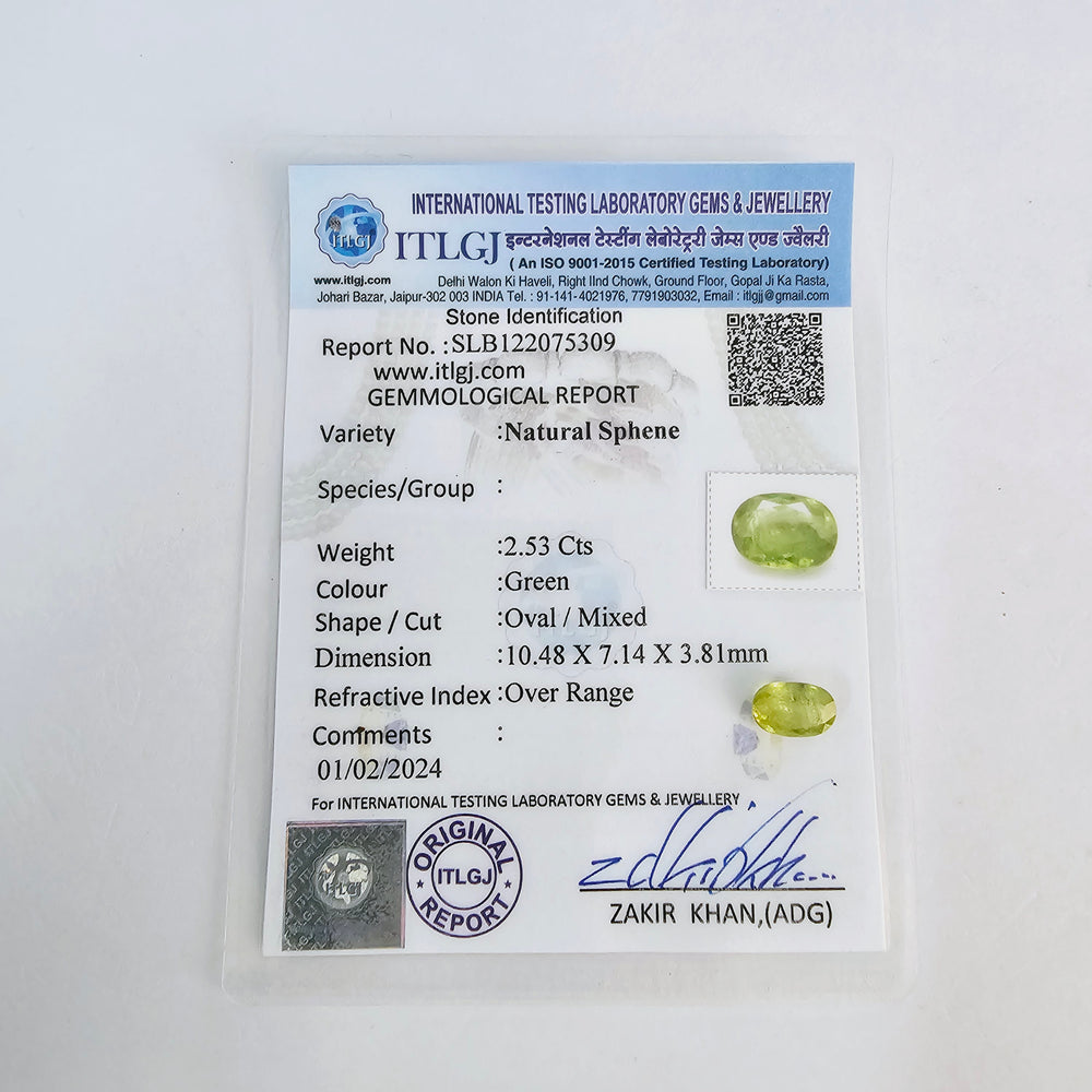 Certified Sphene Oval 2.53 Carats SICI63