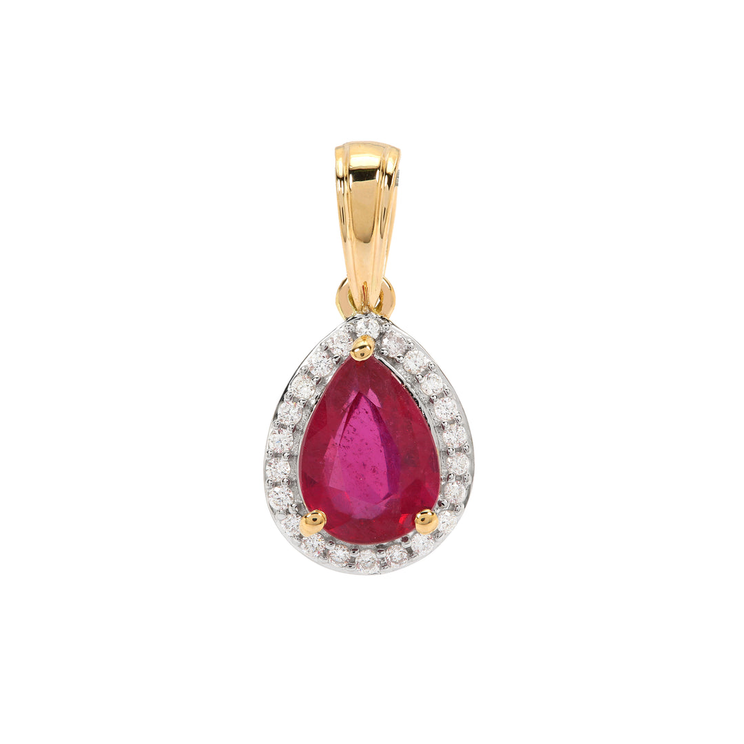 Classic Gold Pendant with Ruby and Diamond(SUNK21)
