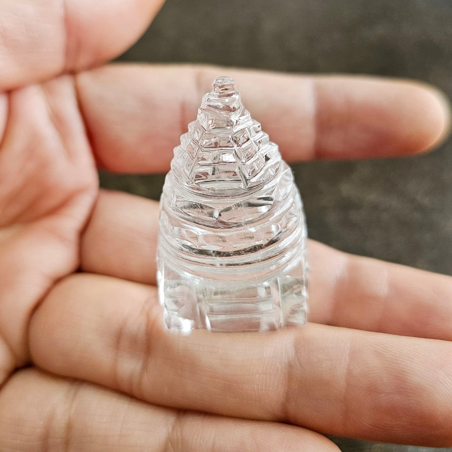 Sri Yantra in Sphatik (Clear Quartz) - 1.75 inches approx.