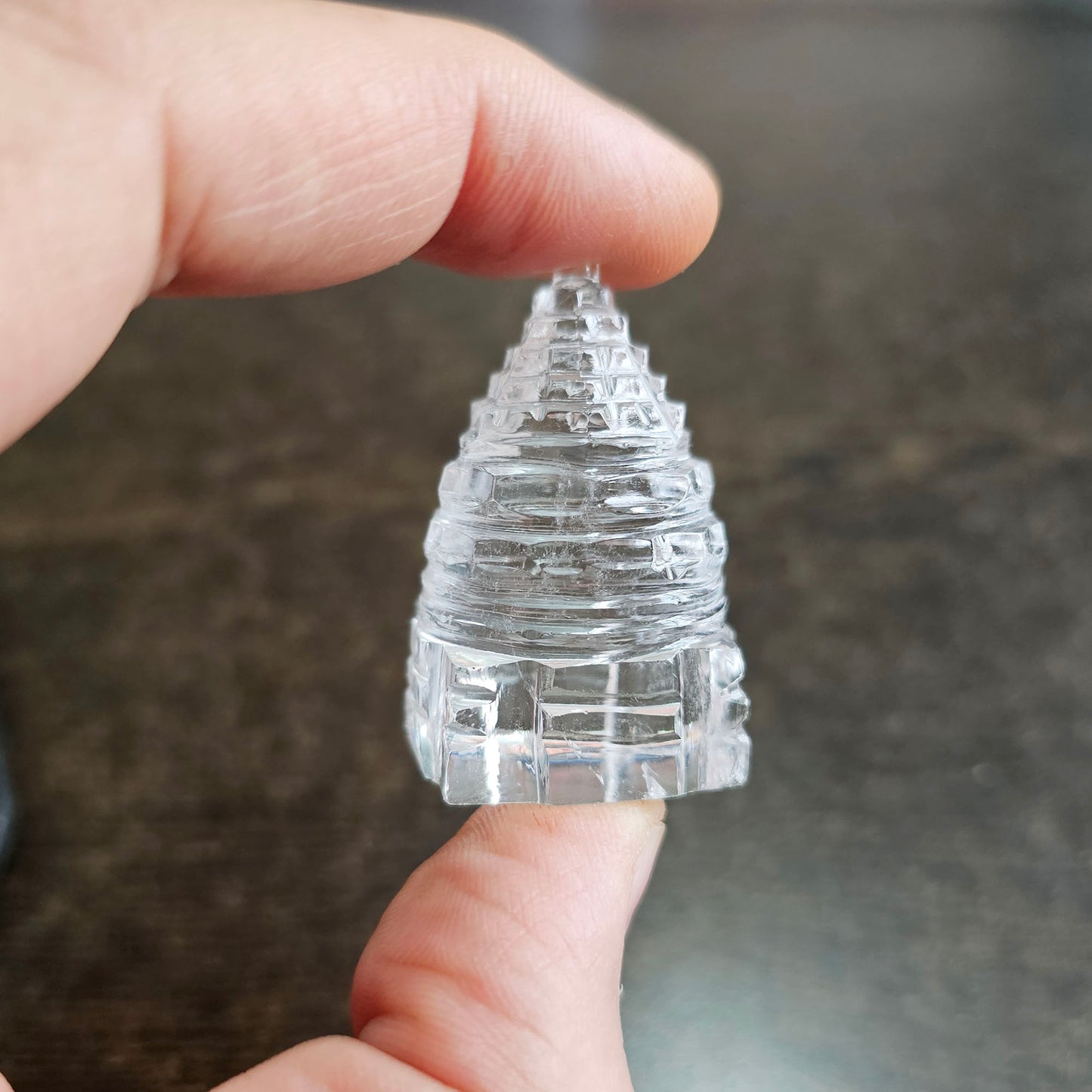 Sri Yantra in Sphatik (Clear Quartz) - 1.75 inches approx.