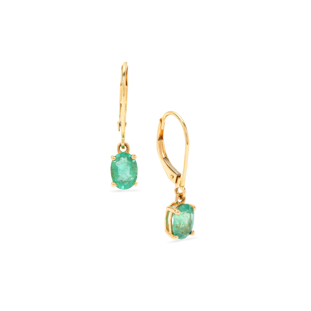 Emerald and Diamond Earring Studs in 14KY Gold(TANK06)