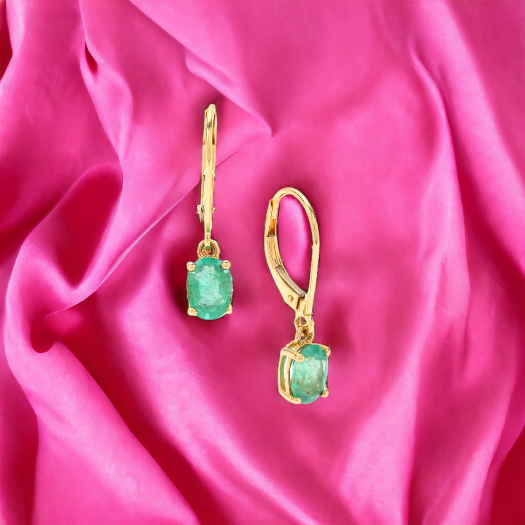 Emerald and Diamond Earring Studs in 14KY Gold(TANK06E)