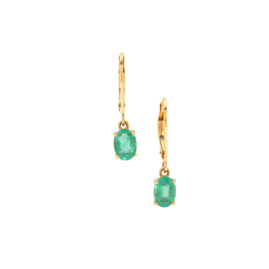 Emerald and Diamond Earring Studs in 14KY Gold(TANK06)