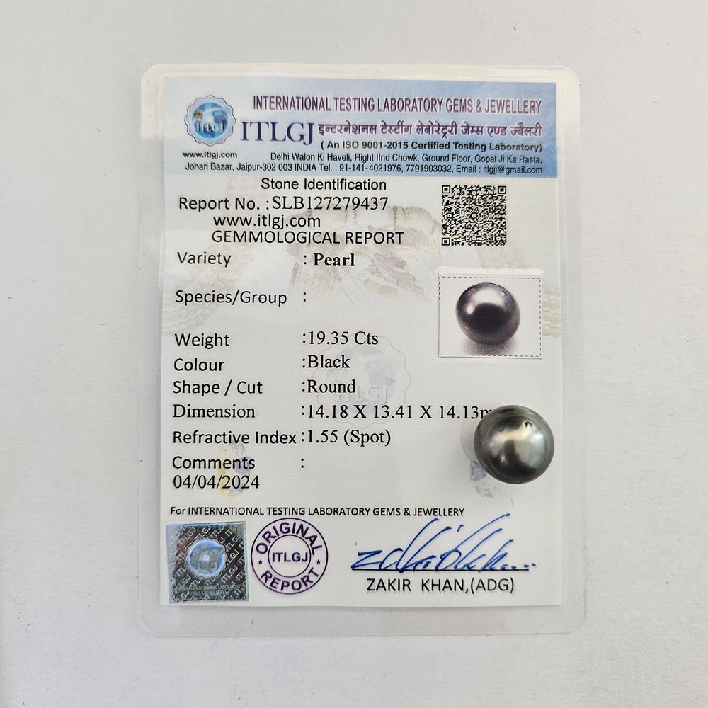 Certified Tahitian Grey Black Pearl Undrilled 19.05 Carats (20.95 Ratti) Tahiti