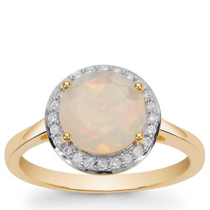 Classic Gold Ring with Opal and Diamond(TJNK93)