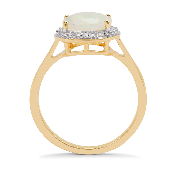 Classic Gold Ring with Opal and Diamond(TJNK93)