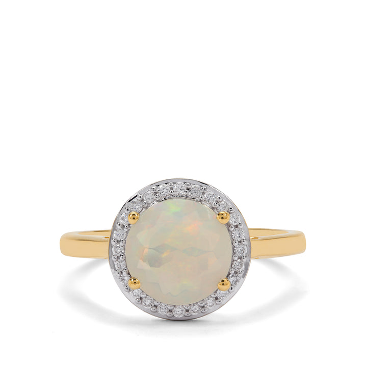 Classic Gold Ring with Opal and Diamond(TJNK93)
