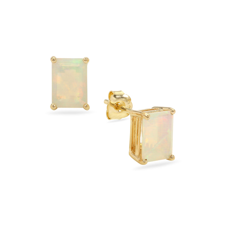 Elegant Earring Studs in Opal and 14k Gold(TVNK59)