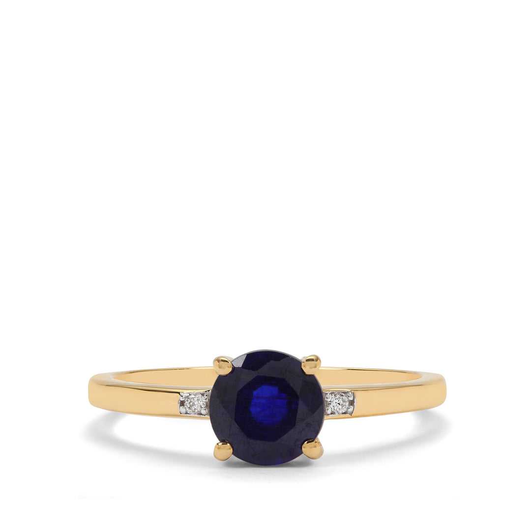 Classic Gold Ring with Blue Sapphire and Diamond(ULNK13)