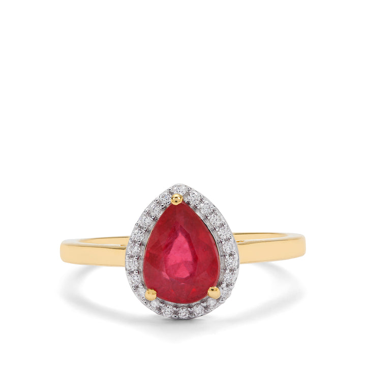 Classic Gold Ring with Ruby and Diamond(URNK68)