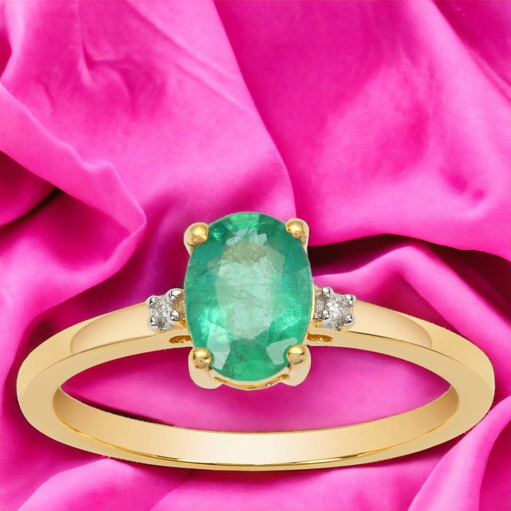 Emerald and Diamond Ring in 14KY Gold (VLNK54E)