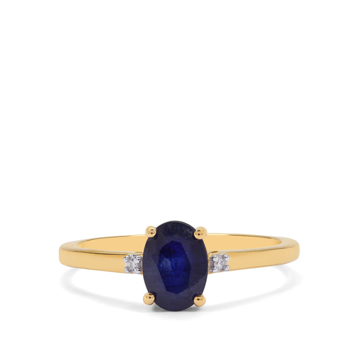 Classic Gold Ring with Blue Sapphire and Diamond(VLNK54)