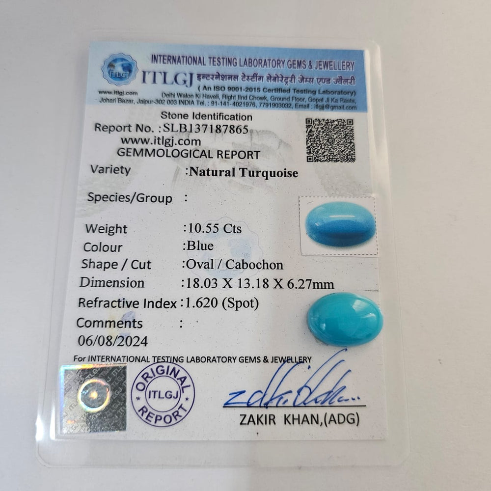 Certified Arizona Turquoise 10.55 Carats (11.60 Ratti) WBBV70-3