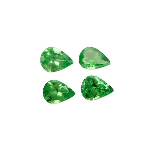 4Pc Lot Tsavorite Garnet (Pear 4x3mm) 0.65 Carats WHSO95