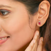 Classic Gold Earring with Ruby and Diamond(WRNK39)