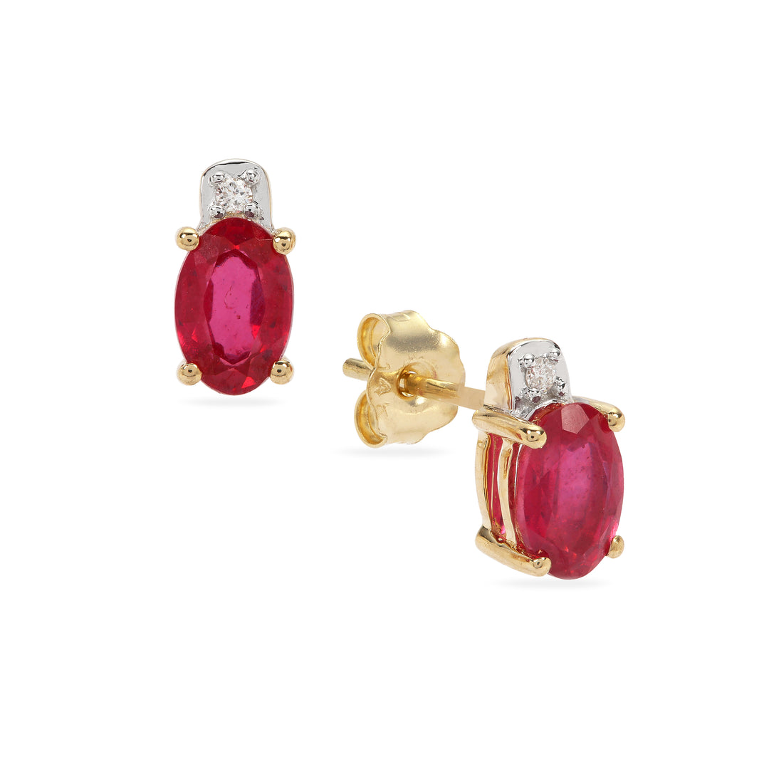 Classic Gold Earring with Ruby and Diamond(WRNK39)