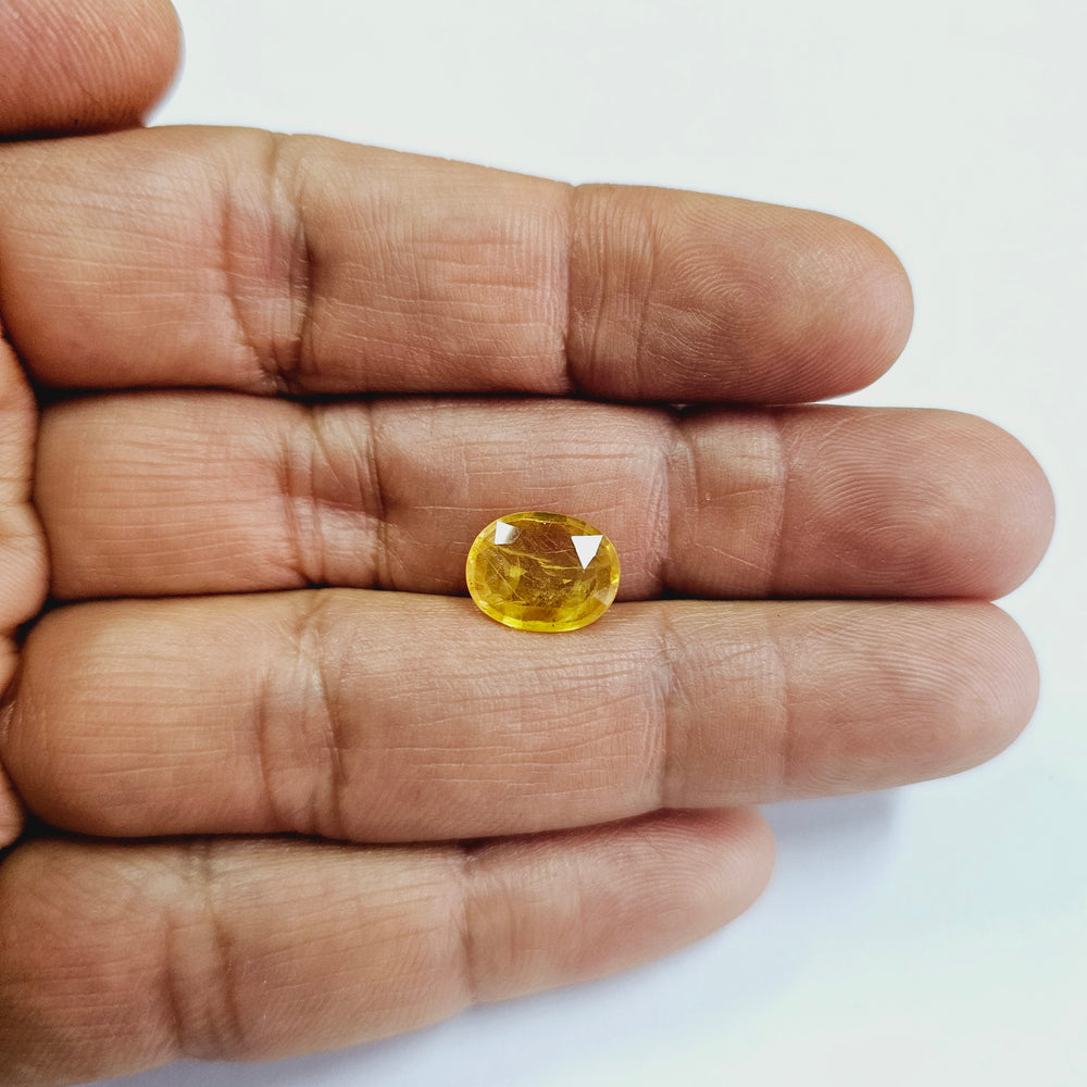 Certified Yellow Sapphire-4.41 Carats (4.85 Ratti) Thailand, SKU: WRPX45