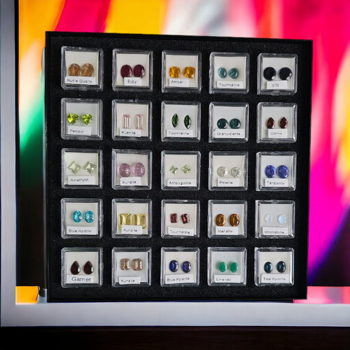 25 Earring Pairs Natural Gemstone Box 106 Carats