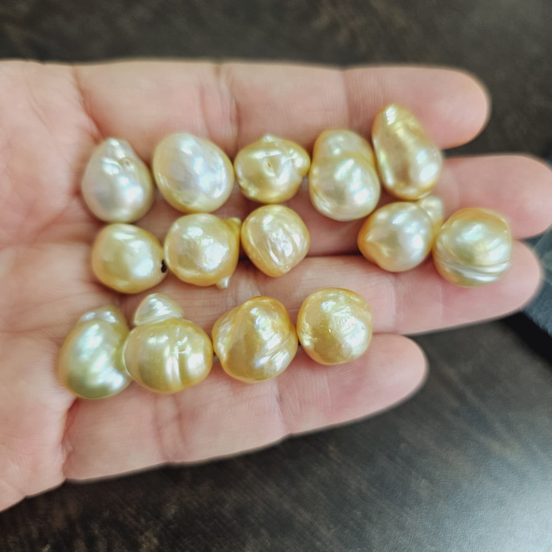 Certified 13-14mm Golden South Sea Pearl Baroque Undrilled Australia