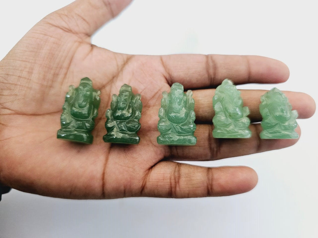 Green Aventurine Pocket Ganesha Natural Gemstone Idol 8 gm