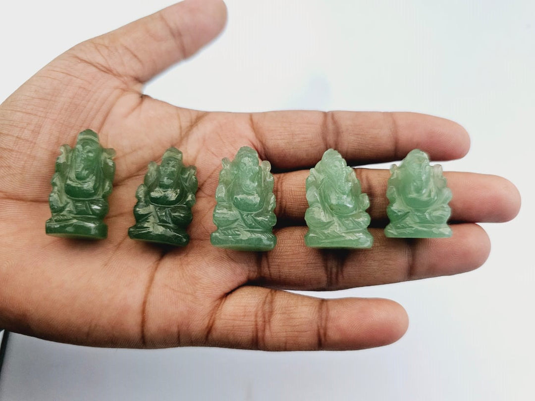 Green Aventurine Pocket Ganesha Natural Gemstone Idol 8 gm