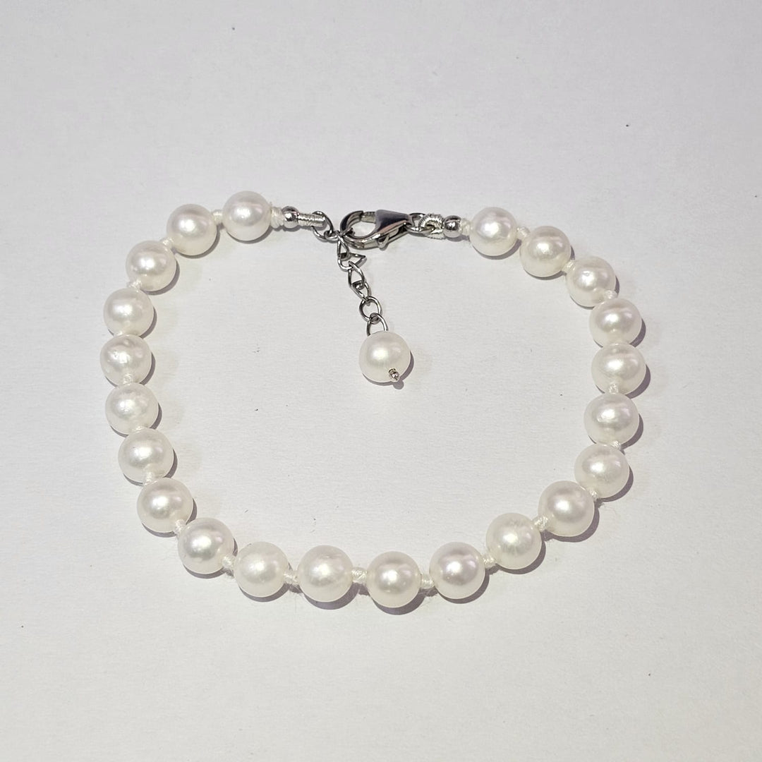 Freshwater Pearl Bracelet 925 Sterling Silver | Pearl Bracelets 6-7mm Round