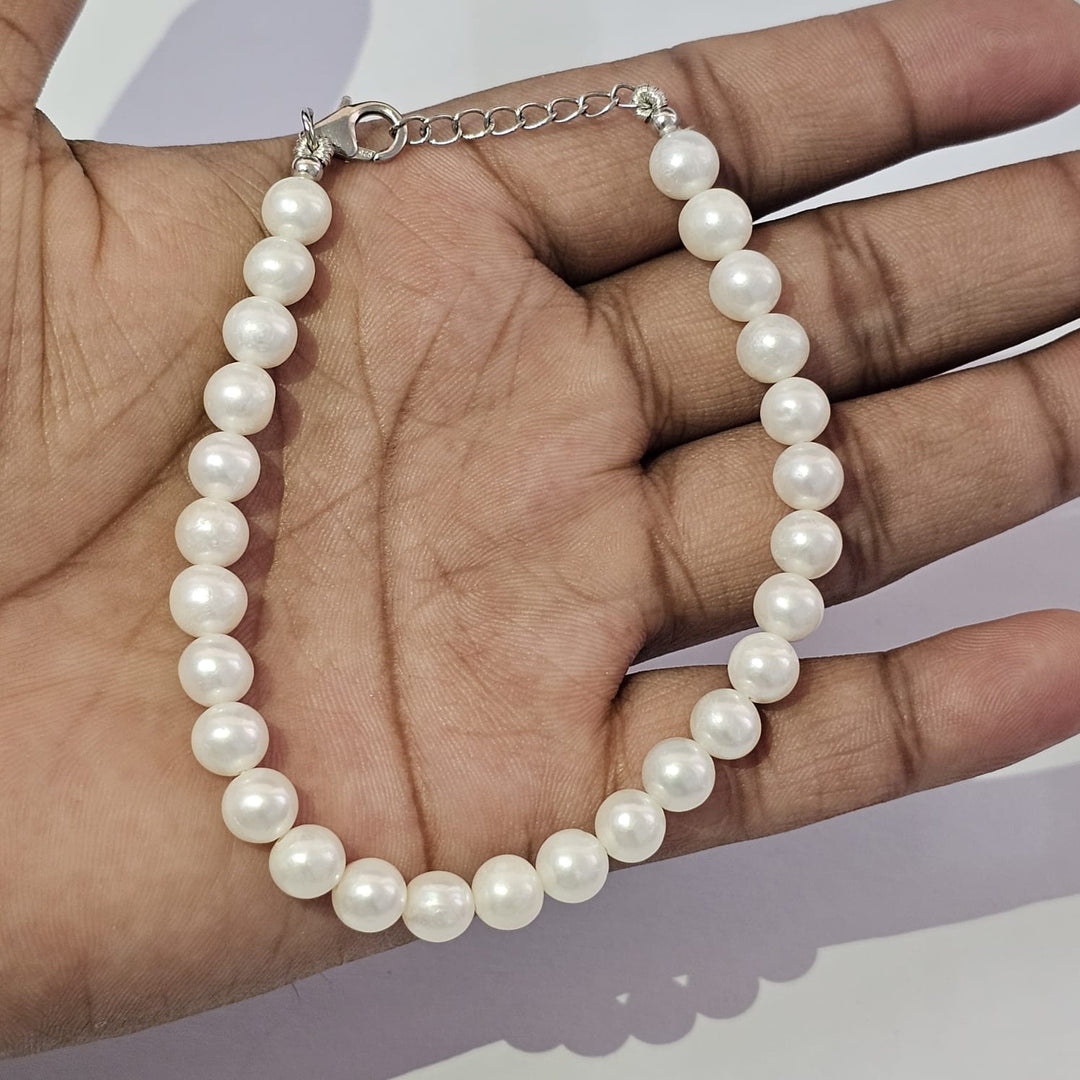 Freshwater Pearl Bracelet 925 Sterling Silver | Pearl Bracelets 6-7mm Round