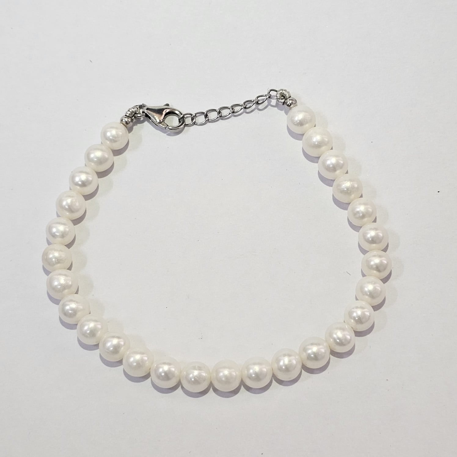 Freshwater Pearl Bracelet 925 Sterling Silver | Pearl Bracelets 6-7mm Round