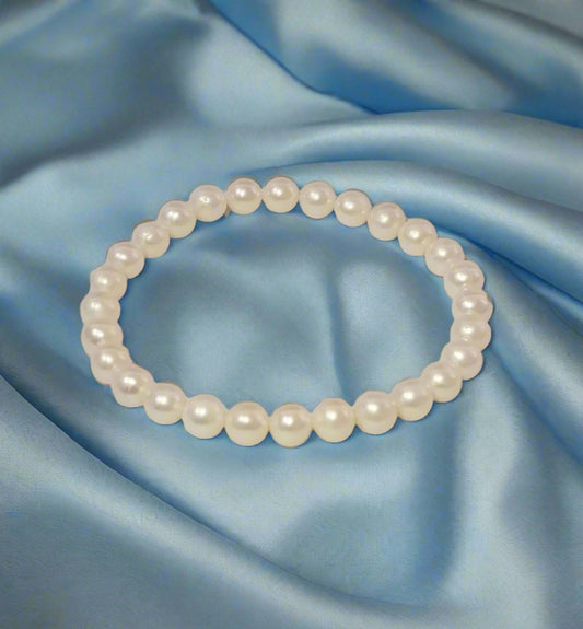 Freshwater Pearl Bracelets with 6-7mm Round | White Pearl Adjustable Jewelry