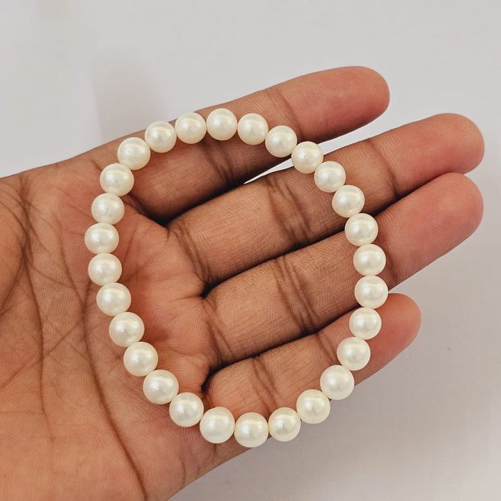 Freshwater Pearl Bracelets with 6-7mm Round | White Pearl Adjustable Jewelry