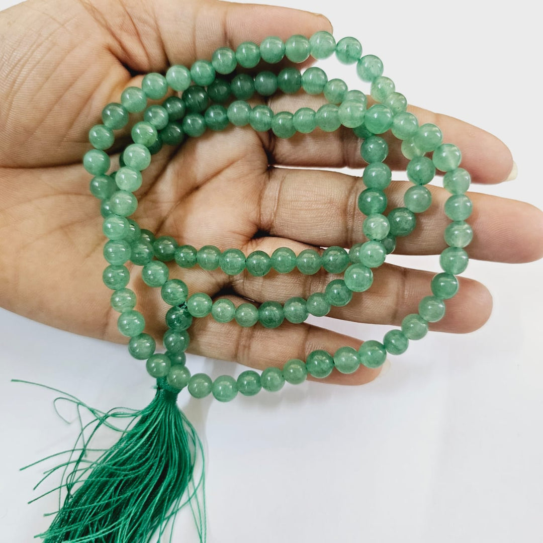 Jain Japa Mala in Green Aventurine (108+3 Beads)