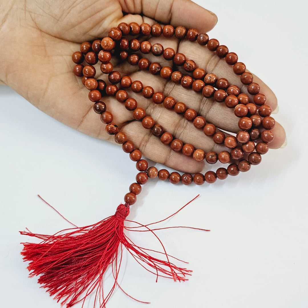 Jain Japa Mala in Red Jaspar (108+3 Beads)