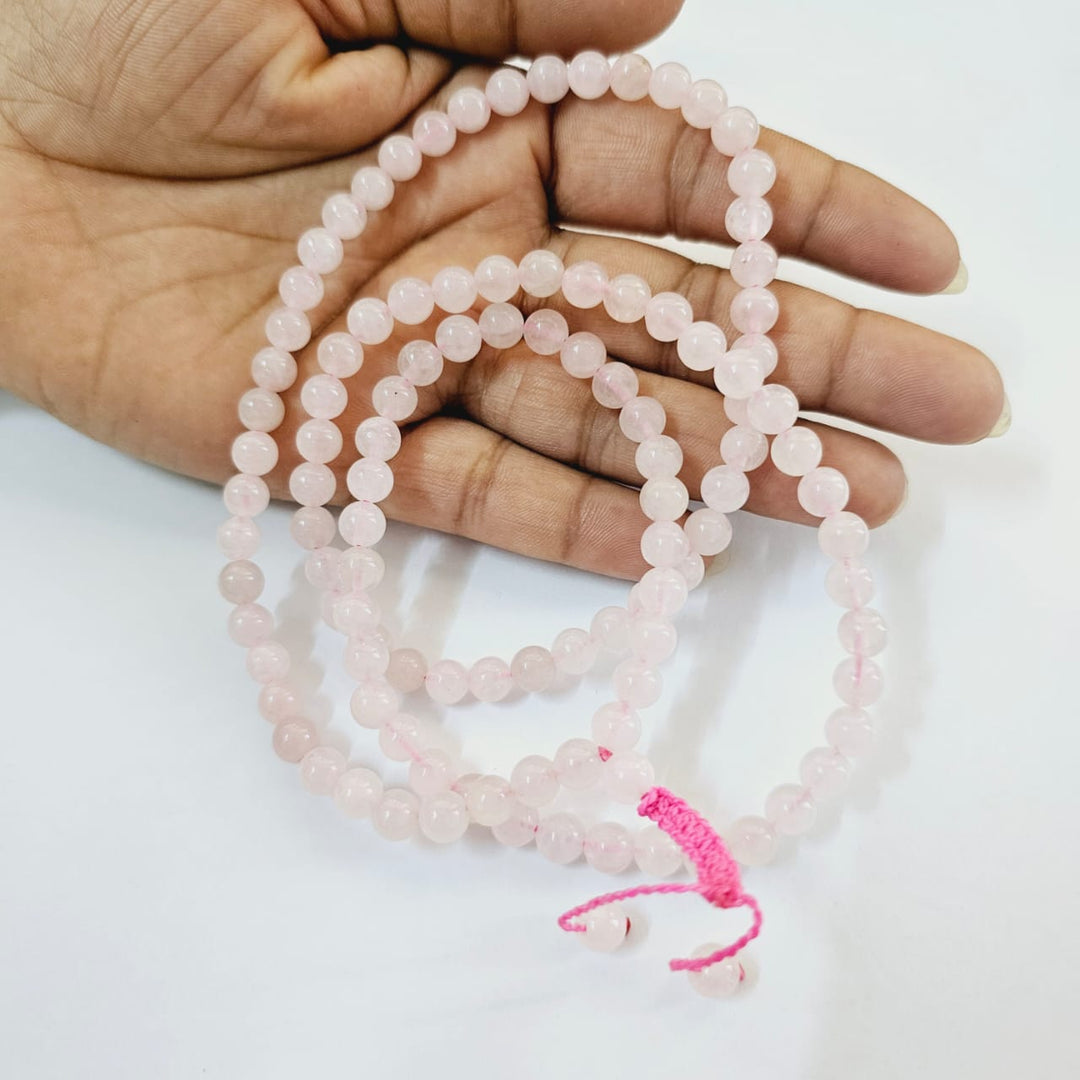 Rose Quartz Japa Mala (108+2 Beads)