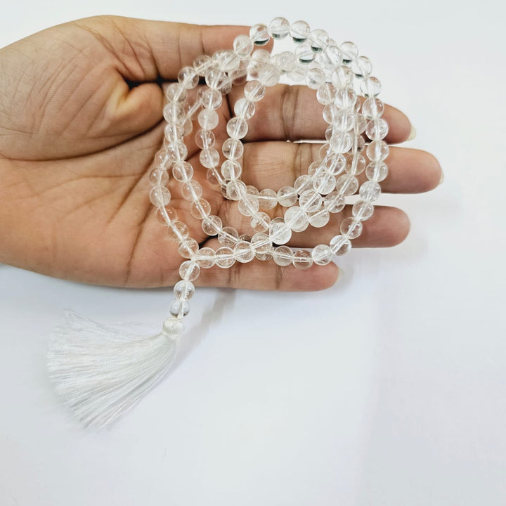 Jain Japa Mala in Clear Quartz(Sphatik) (108+3 Beads)