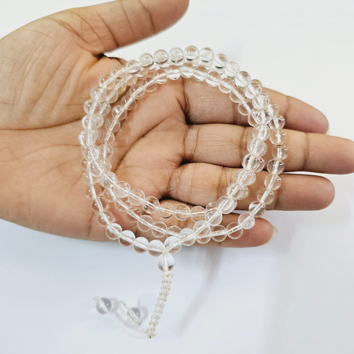 Clear Quartz (Sphatik) Jaap Mala (108+2 Beads)