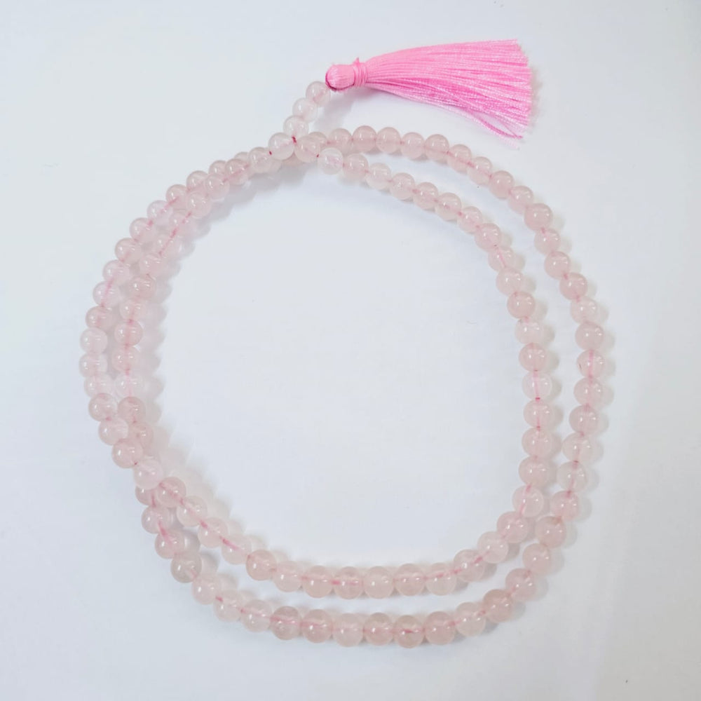 Certified Jain Japa Mala in Rose Quartz (108+3 Beads)