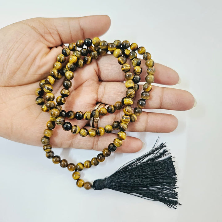 Jain Japa Mala in Tiger's Eye (108+3 Beads)