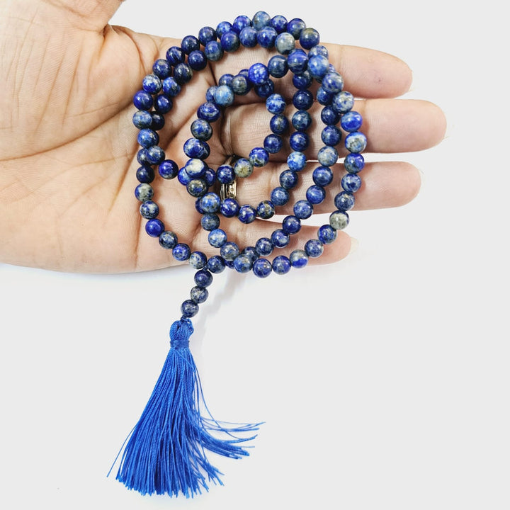 Jain Japa Mala in Lapis Lazuli (108+3 Beads)